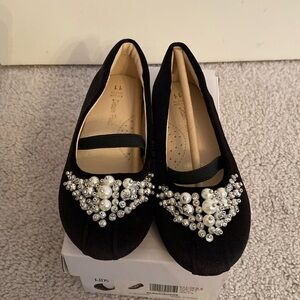 Black suede girls dress shoes